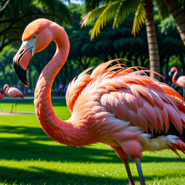 Uma imagem de um flamingo no parque