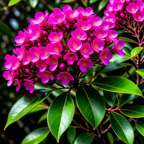 Foto de uma murta rosa quente