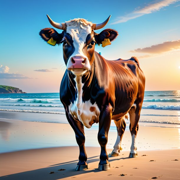 Imagen de un baile de una vaca en la playa