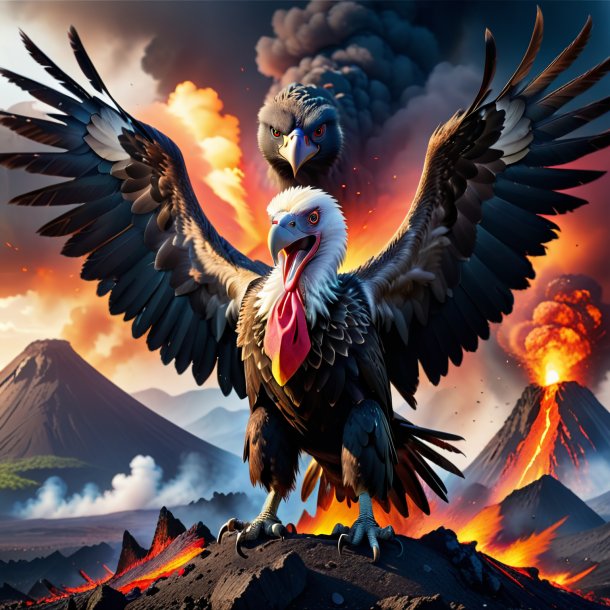 Image of a angry of a vulture in the volcano