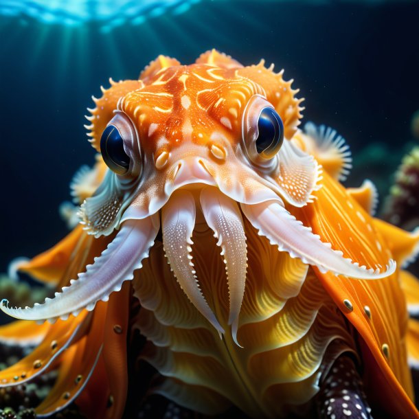 Photo d'une seiche dans un manteau orange