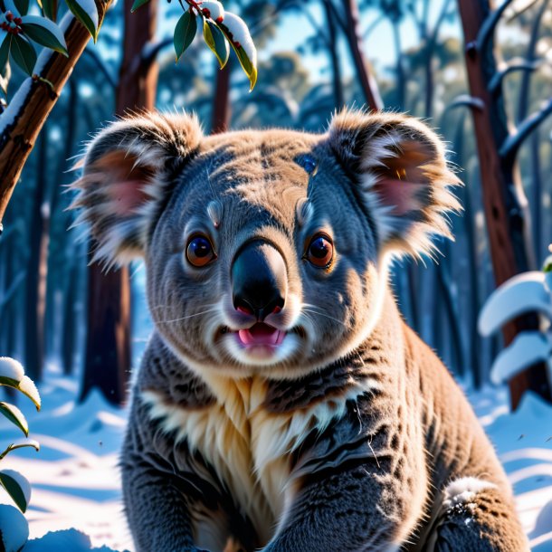 Pic d'une colère d'un koala dans la neige