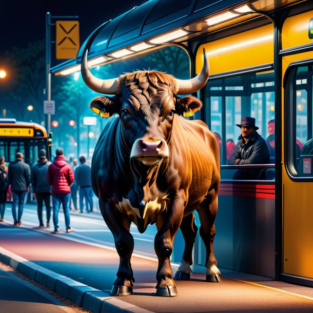 Picture of a waiting of a bull on the bus stop