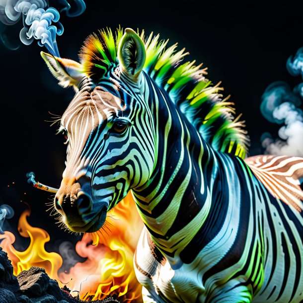 Imagem de uma zebra que fuma cal