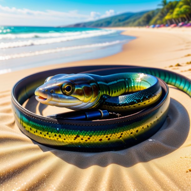 Imagen de una anguila en un cinturón en la playa