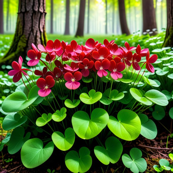 Portrayal of a crimson wood sorrel