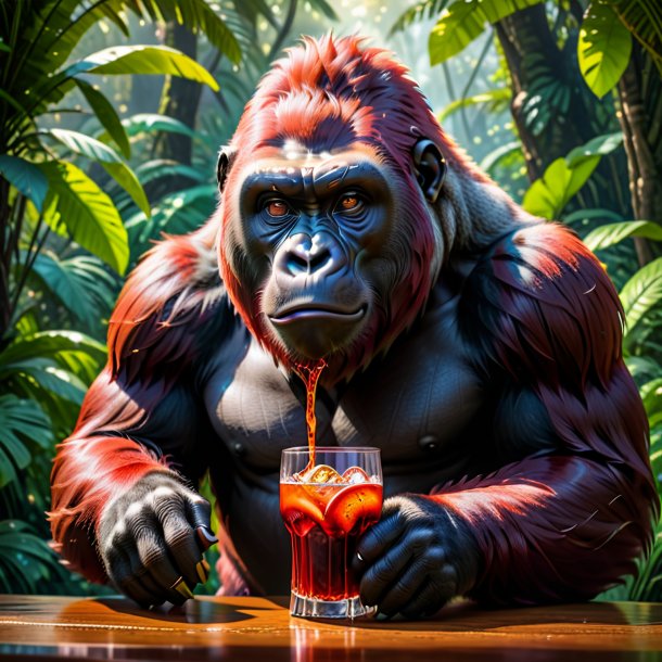 Image of a red drinking gorilla