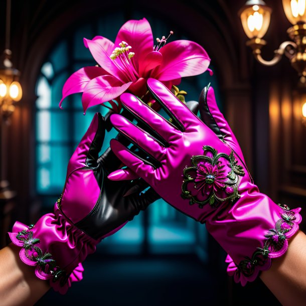 Portrait of a fuchsia gloves from iron