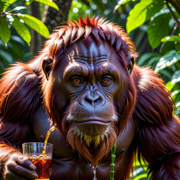 Pic of a maroon drinking orangutan