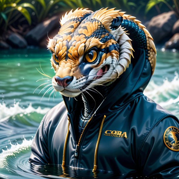 De uma cobra em um hoodie na água