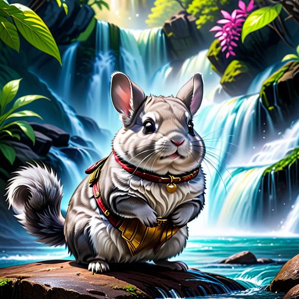 Drawing of a chinchillas in a belt in the waterfall