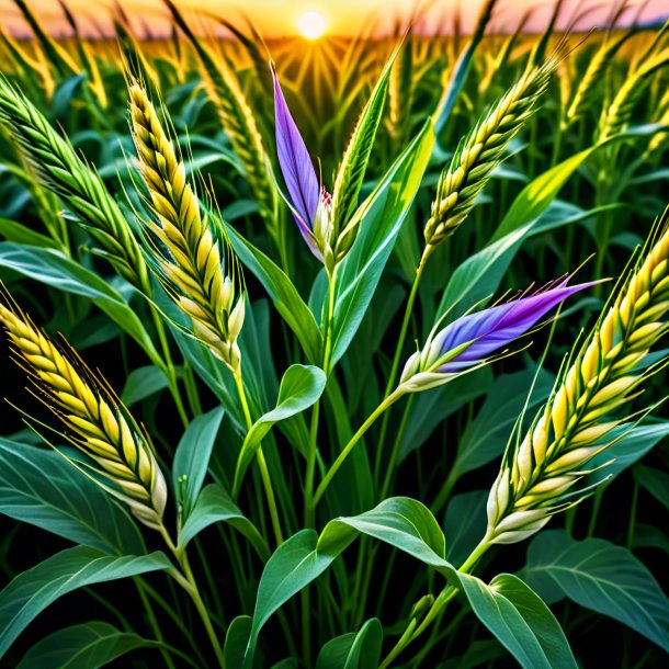 Photography of a wheat ipomoea tricolor