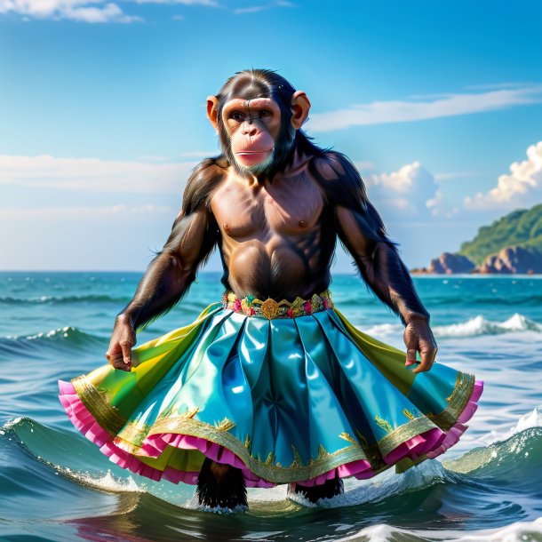 Pic of a chimpanzee in a skirt in the sea