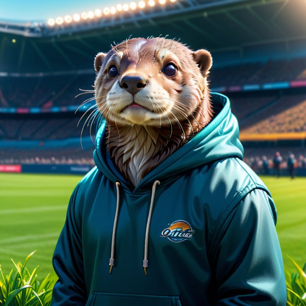 Drawing of a otter in a hoodie on the field