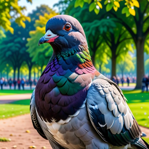 Foto de una sonrisa de una paloma en el parque