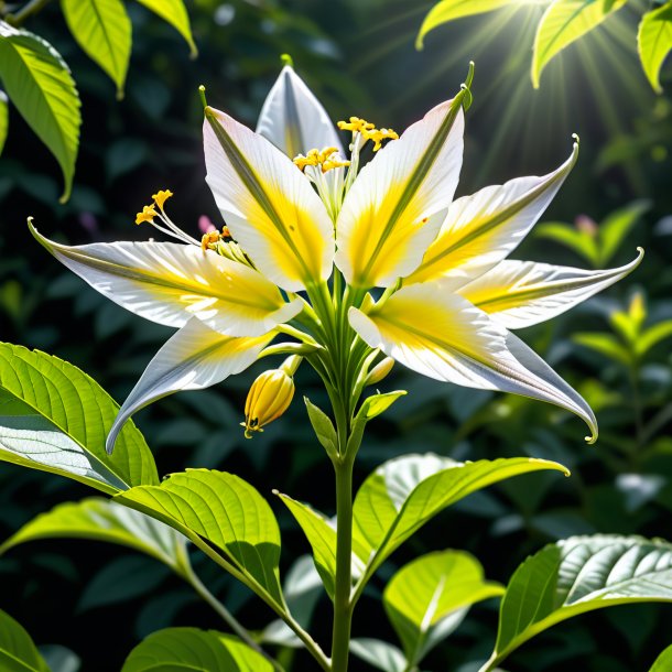 Imagerie d'une trompette-fleur à feuilles de cendres grises