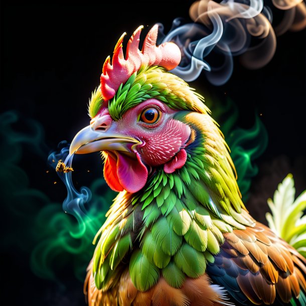 Pic d'une poule à la chaux qui fume