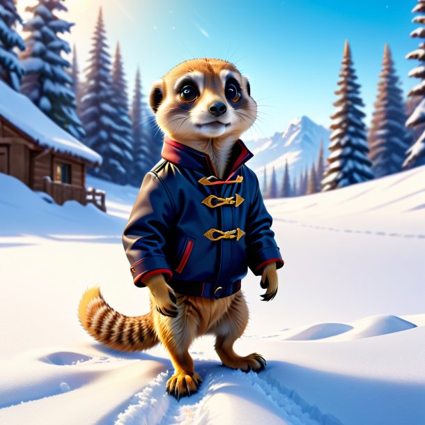 Illustration of a meerkat in a shoes in the snow