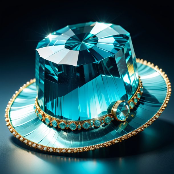 Illustration d'un chapeau aquamarine de pierre