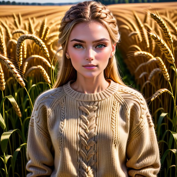 Retrato de un suéter de trigo de madera