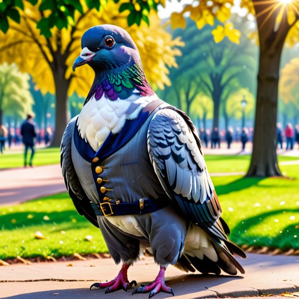 Pic d'un pigeon dans un pantalon dans le parc