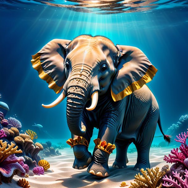 Image of a elephant in a gloves in the sea