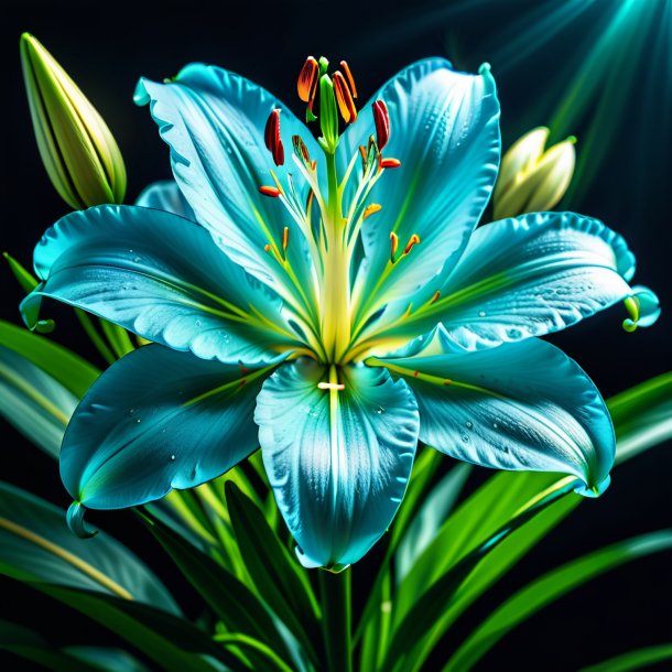 Depiction of a aquamarine kaffir lily