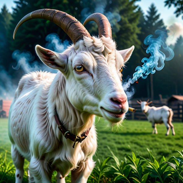 Photo of a smoking of a goat on the field