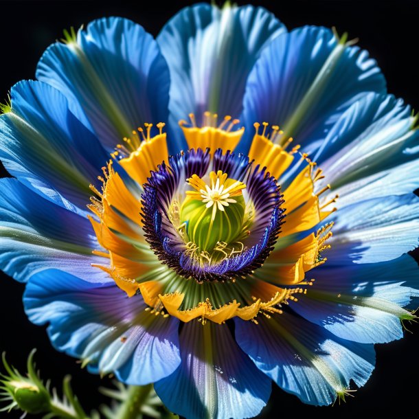 Portrait d'un coquelicot azure piquant