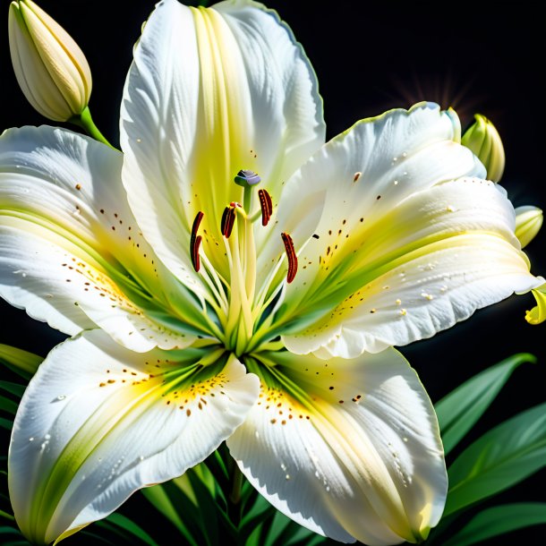 Portrayal of a white lily