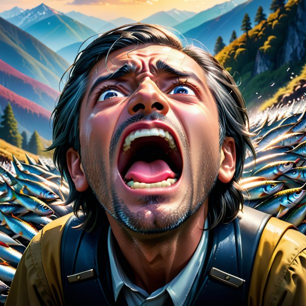 Image of a crying of a sardines in the mountains