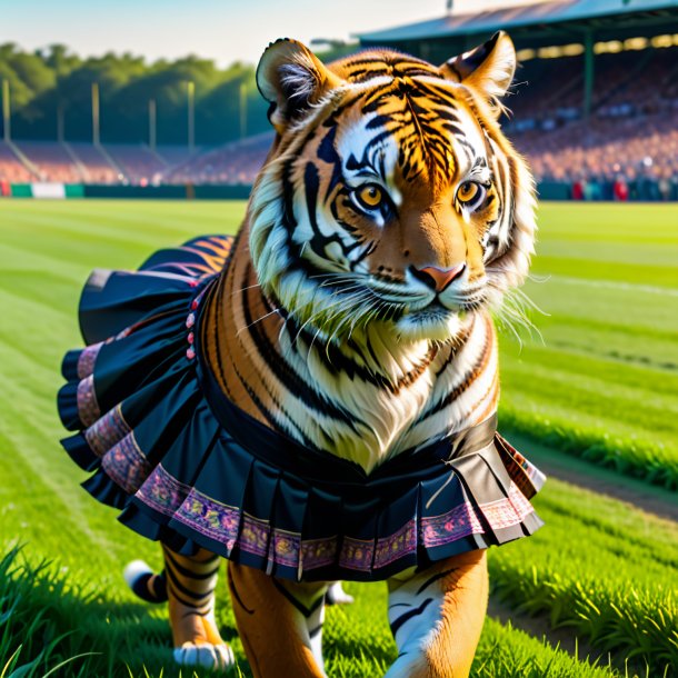 Foto de un tigre en una falda en el campo