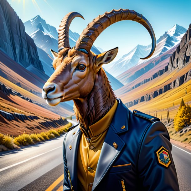 Illustration of a ibex in a jacket on the road