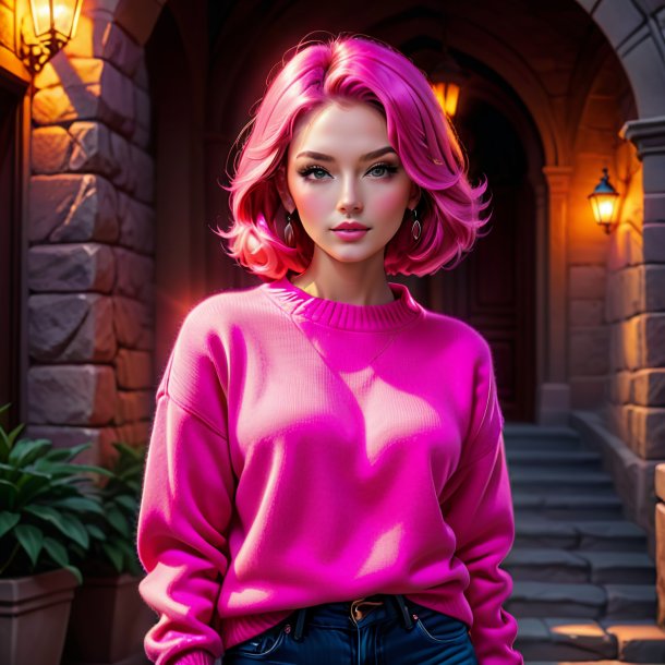 Illustration d'un pull rose chaud de pierre