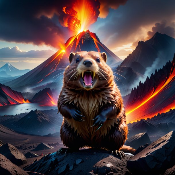 Pic of a threatening of a beaver in the volcano