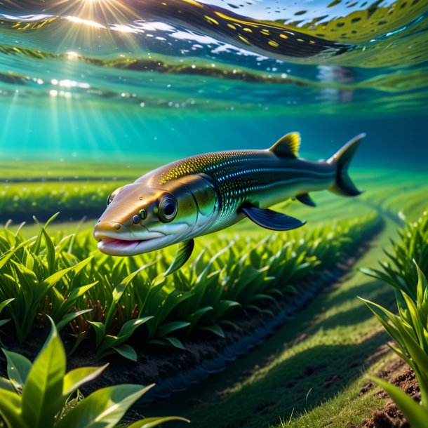 Pic of a swimming of a eel on the field