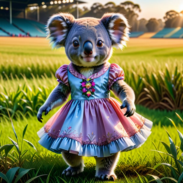 Pic d'un koala dans une robe sur le terrain