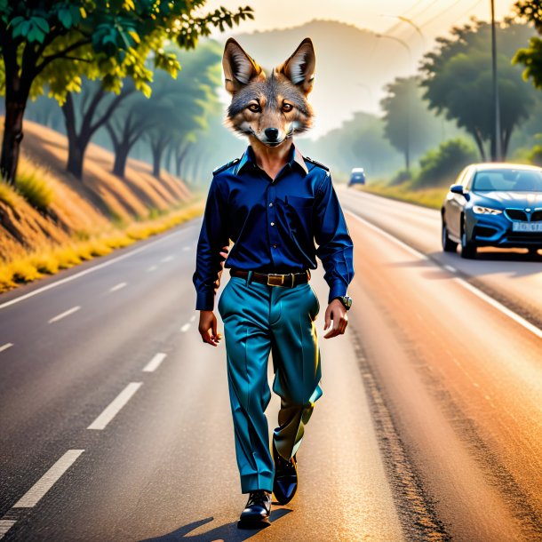 Pic of a jackal in a trousers on the road