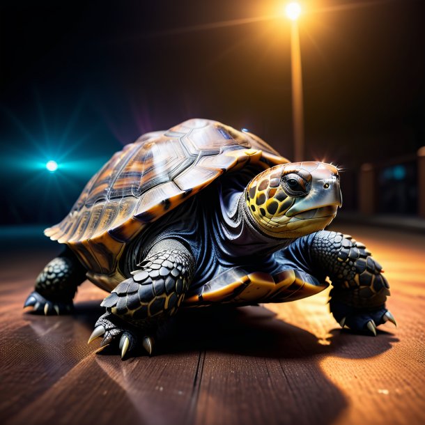 Foto de una tortuga en zapatos negros