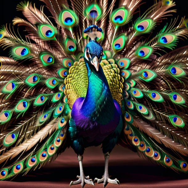 Imagen de un pavo real en un cinturón marrón