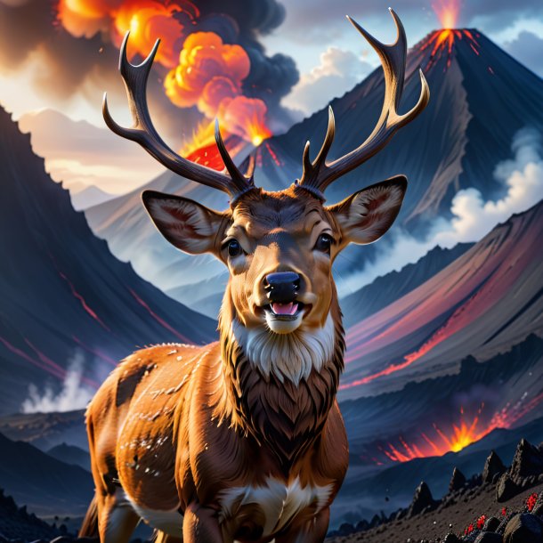 Image of a smiling of a deer in the volcano