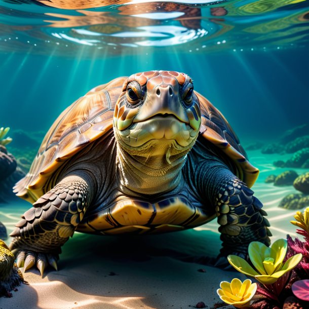 Pic of a tortoise in a coat in the water