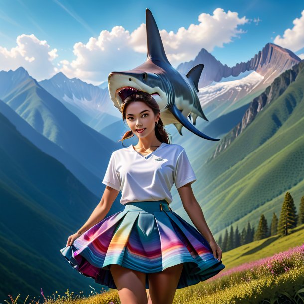 Picture of a hammerhead shark in a skirt in the mountains