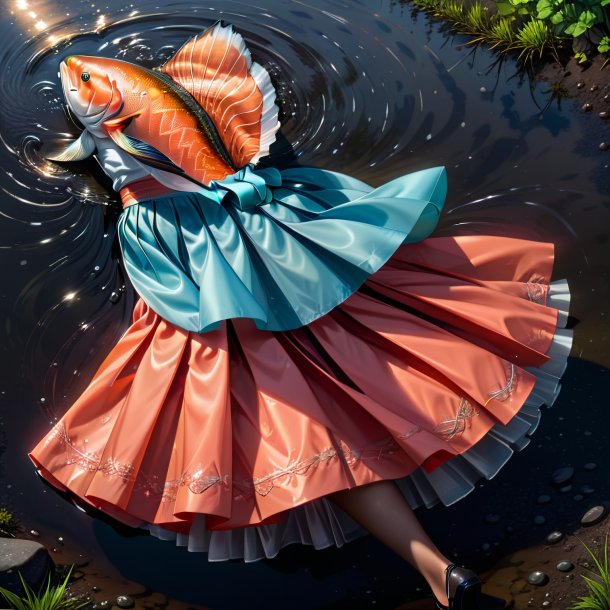 Drawing of a salmon in a skirt in the puddle