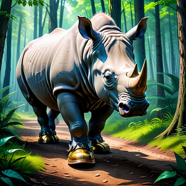 Image of a rhinoceros in a shoes in the forest