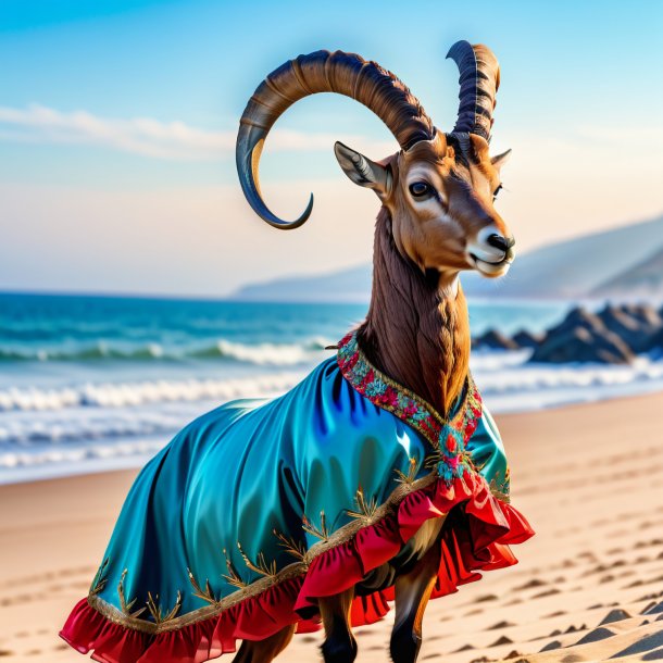 Pic d'un ibex dans une robe sur la plage