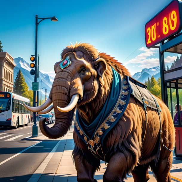 Pic of a mammoth in a vest on the bus stop