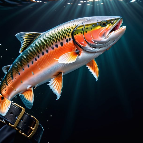 Image of a salmon in a black belt