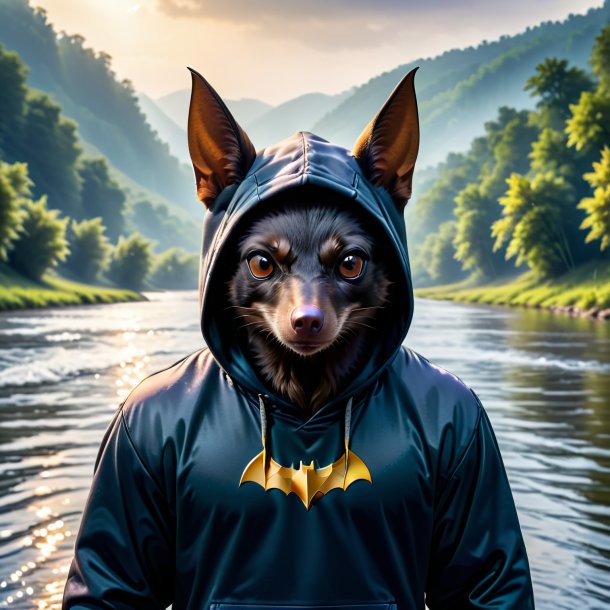 Image of a bat in a hoodie in the river