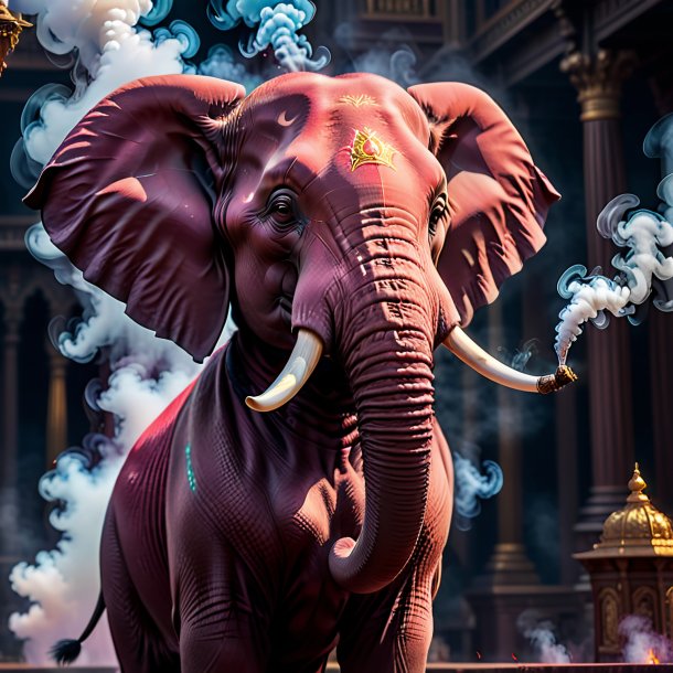 Image of a maroon smoking elephant